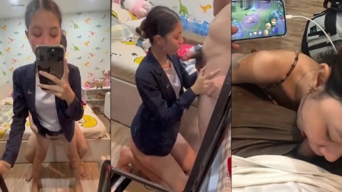 Em nhân viên văn phòng lên đồ đi làm rồi mà vẫn đòi anh chịch thêm hiệp nữa